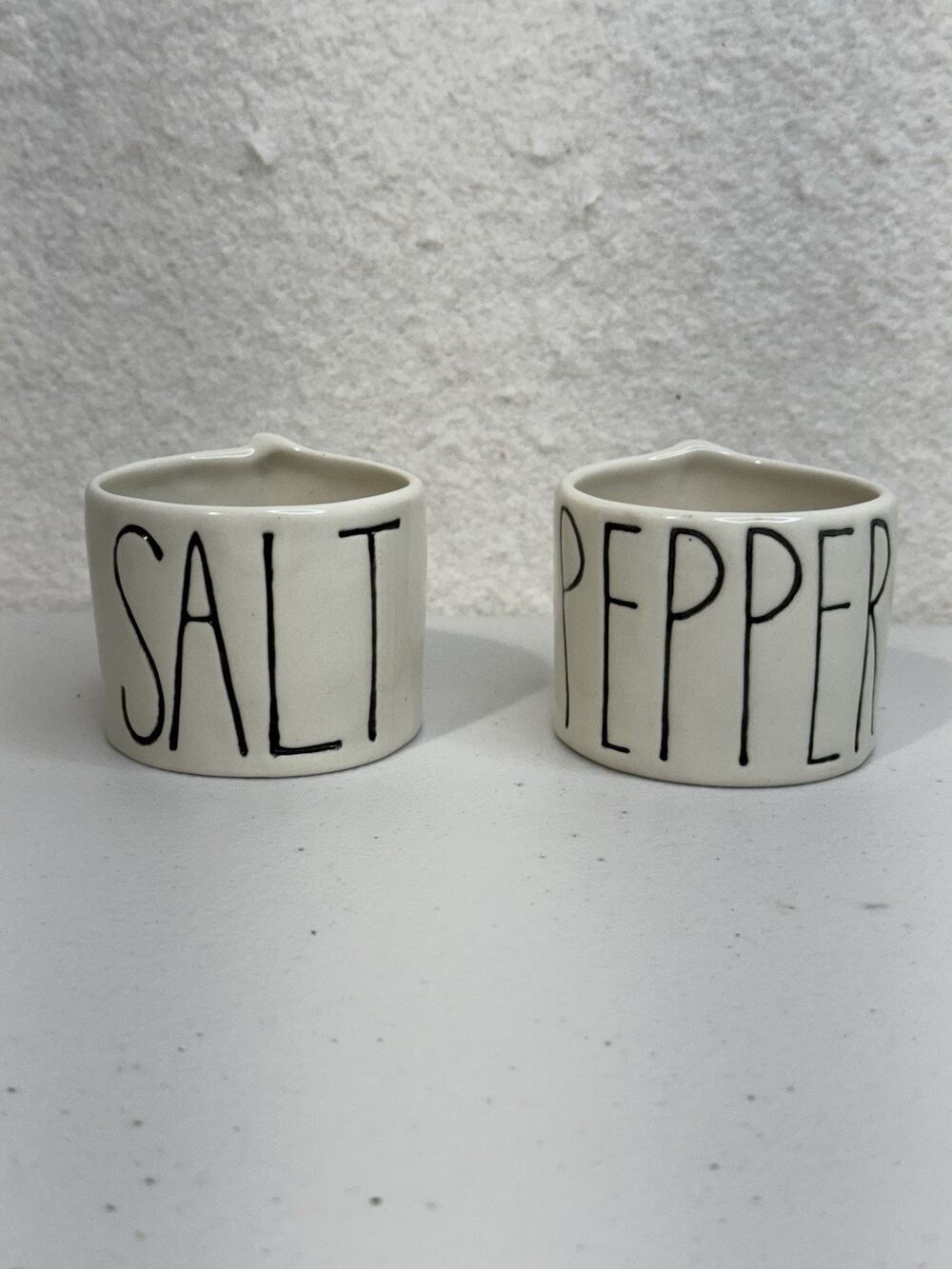 Rae Dunn By Magenta Red Stitching Detail Salt & Pepper Ceramic Cellars Storage